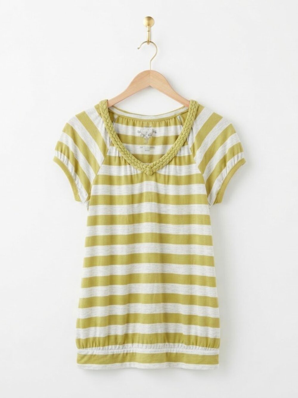 Striped Blouse M Olive Green Indie Sleaze Cottagecore Y2K Grunge Aesthetic
